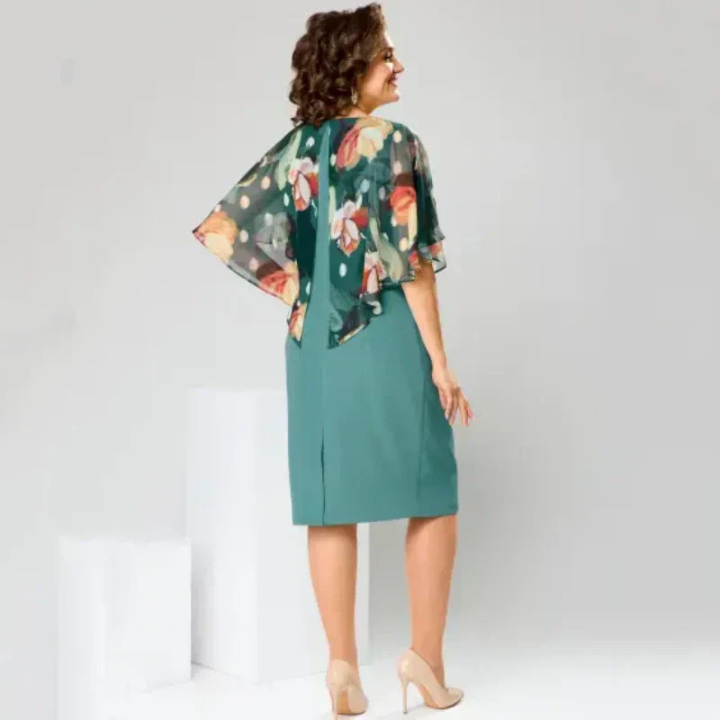 🌸 Elegantiškos gėlėtos apvalios iškirptės suknelės moterims-LT