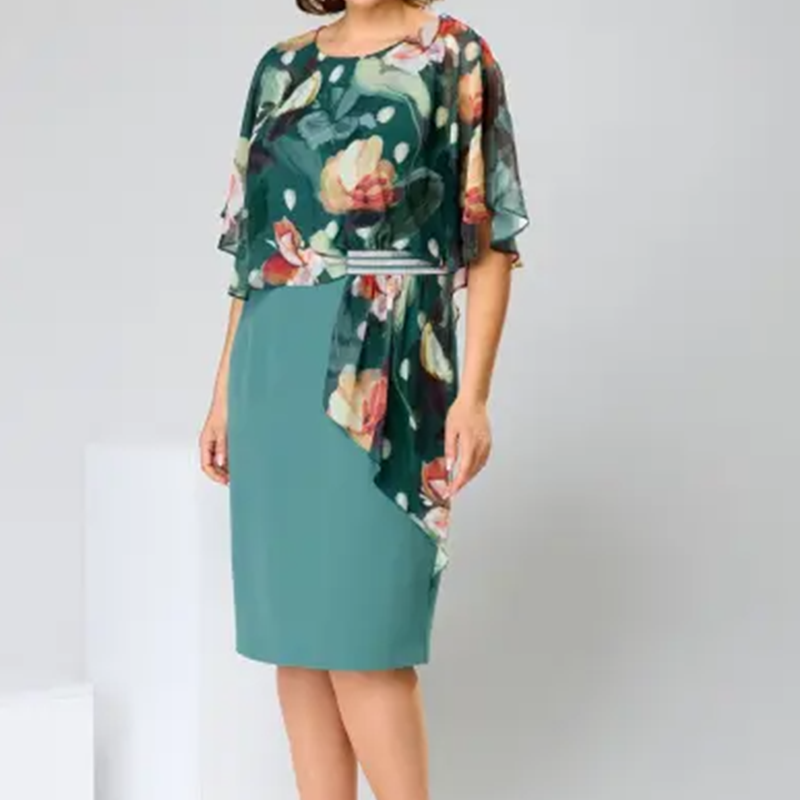 🌸 Κομψά γυναικεία φορέματα με στρογγυλή λαιμόκοψη και λουλούδια-GR