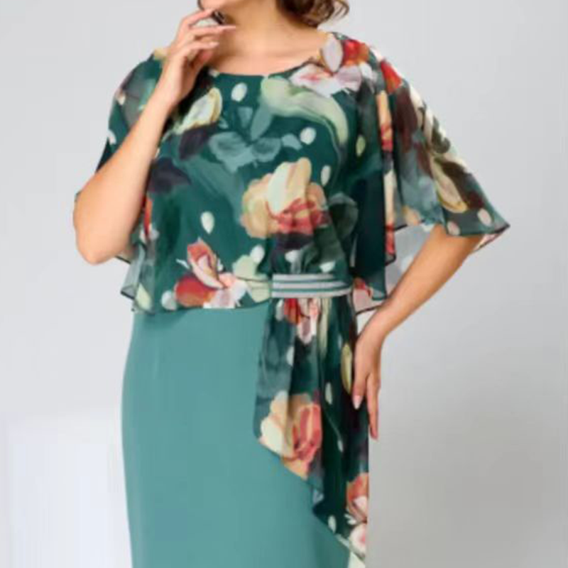 🌸 Κομψά γυναικεία φορέματα με στρογγυλή λαιμόκοψη και λουλούδια-GR