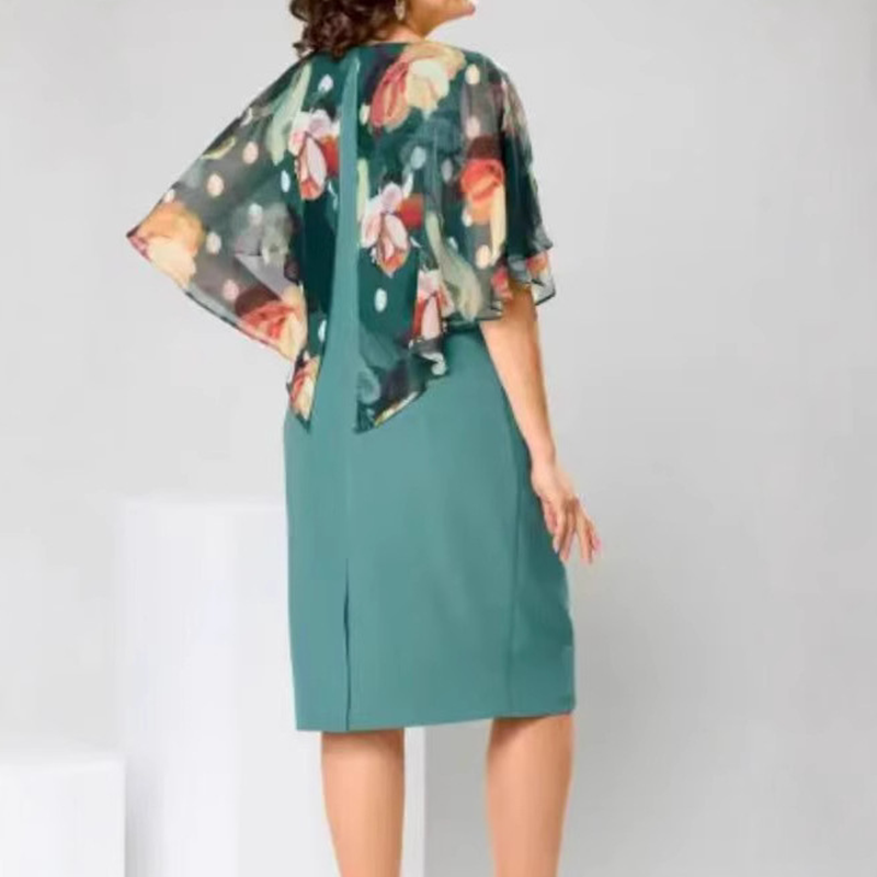 🌸 Elegantiškos gėlėtos apvalios iškirptės suknelės moterims-LT