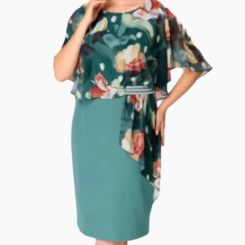 🌸 Κομψά γυναικεία φορέματα με στρογγυλή λαιμόκοψη και λουλούδια-GR