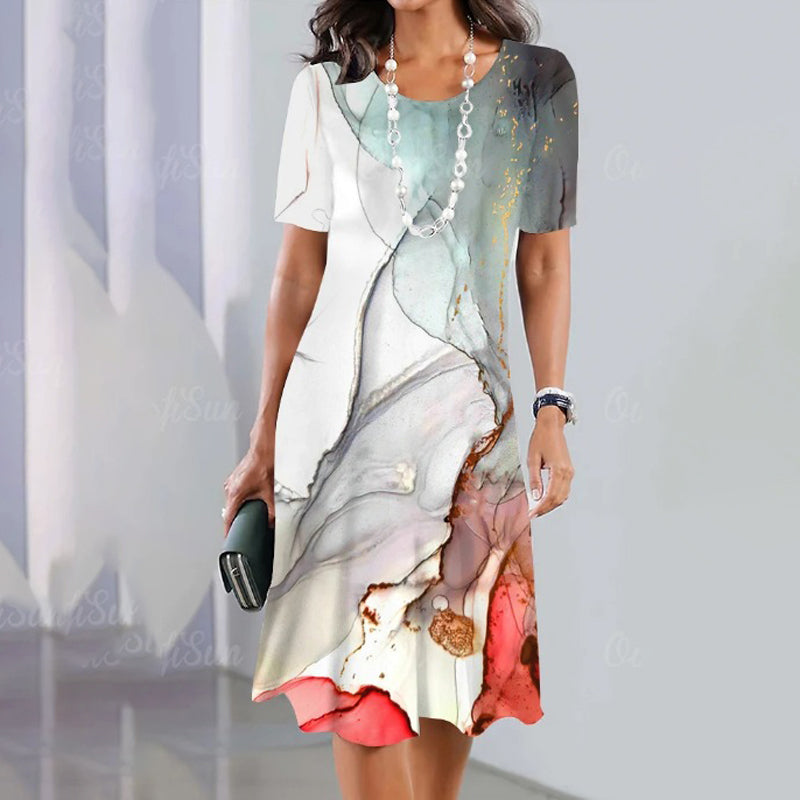 🌹Δωρεάν κολιέ με τριαντάφυλλο🌸Γυναικείο casual φόρεμα με στάμπα, πολλαπλών χρήσεων-GR