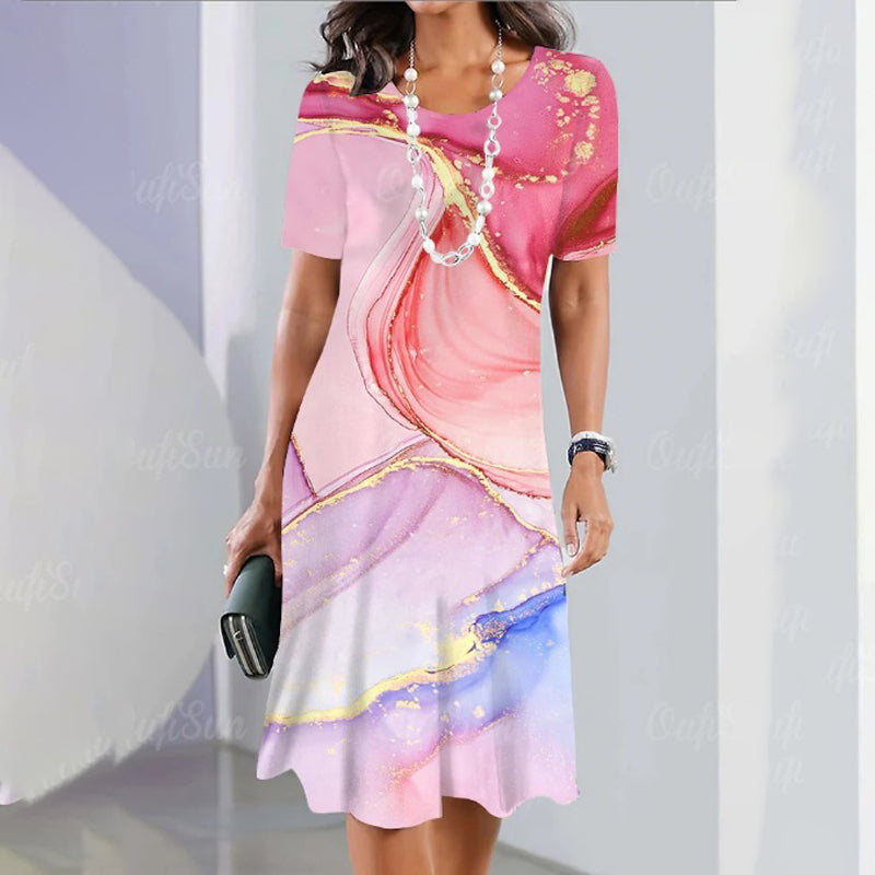 🌹Nemokamas rožių vėrinys🌸Moteriška universali, laisvalaikio stiliaus, marginta suknelė-LT