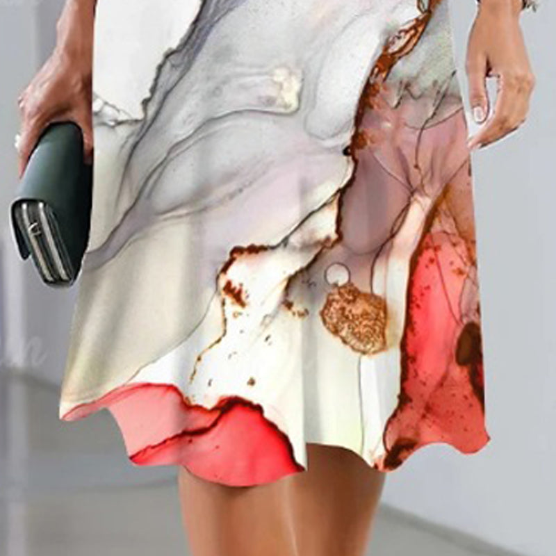 🌹Nemokamas rožių vėrinys🌸Moteriška universali, laisvalaikio stiliaus, marginta suknelė-LT