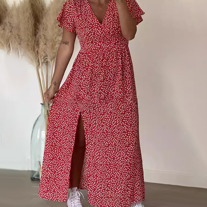 ΣΕξΙ γυναικείο max dress with πλαϊνά σκισίματα-GR
