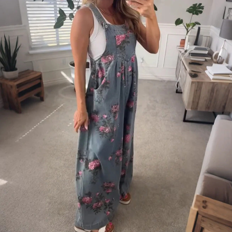 💗Vasaros pasiūlymas✨Moteriškas laisvalaikio džinsinis kombinezonas su raštu-LT