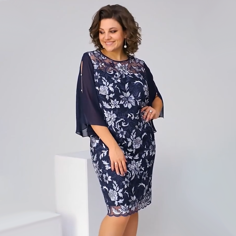 ✨Ženska mrežasta midi obleka s cvetličnim potiskom-SI