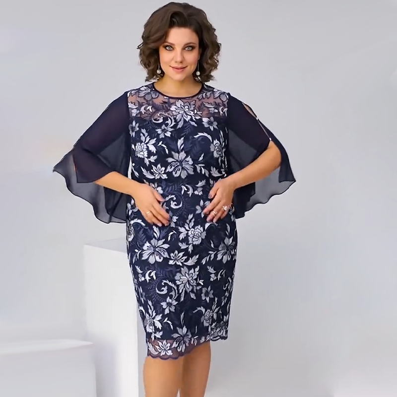 ✨Ženska mrežasta midi obleka s cvetličnim potiskom-SI