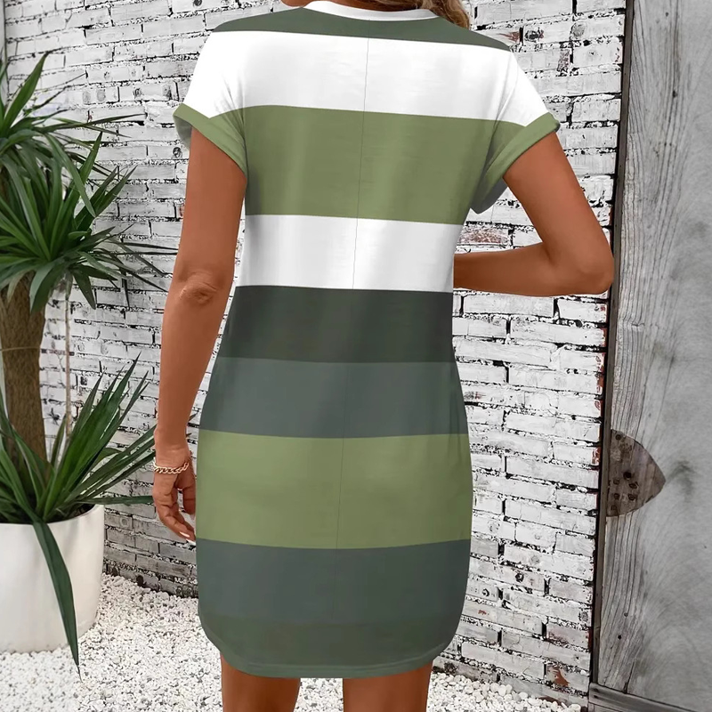 👗 Laisvalaikio moteriška suknelė su apvalia iškirpte-LT