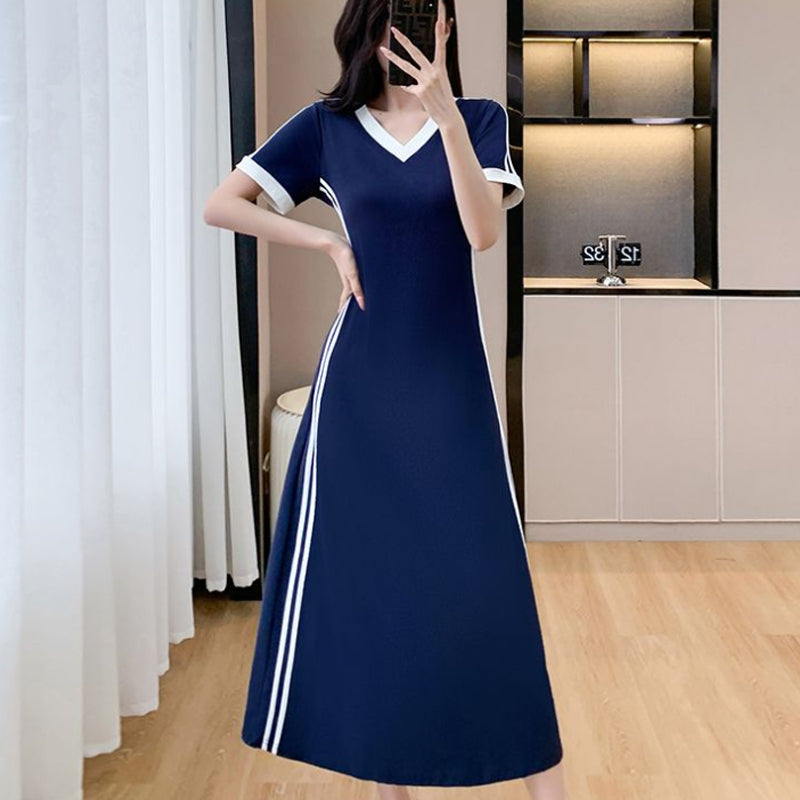 【M-4XL】👗Ženska ležerna in preprosta obleka z V-izrezom-SI