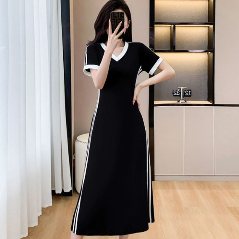 【M-4XL】👗Ženska ležerna in preprosta obleka z V-izrezom-SI