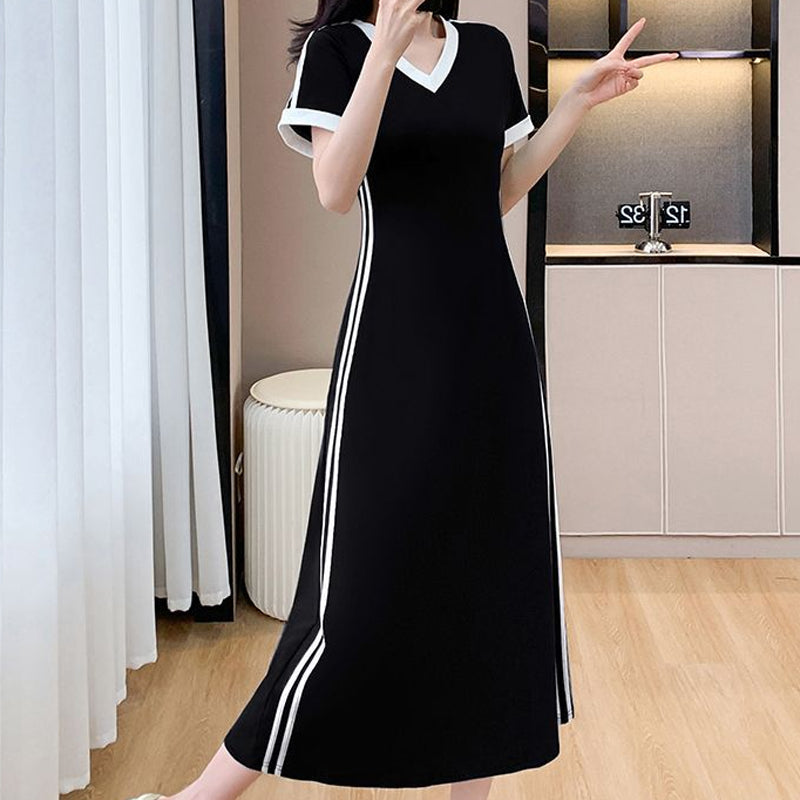 【M-4XL】👗Ženska ležerna in preprosta obleka z V-izrezom-SI