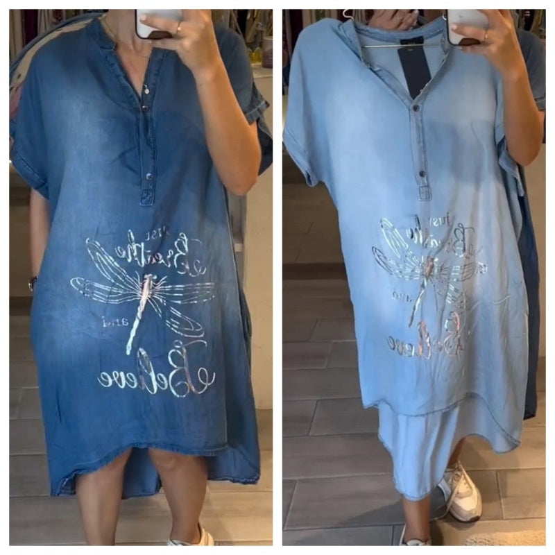 💖Lengva, laisvalaikio stiliaus suknelė su V formos iškirpte-LT