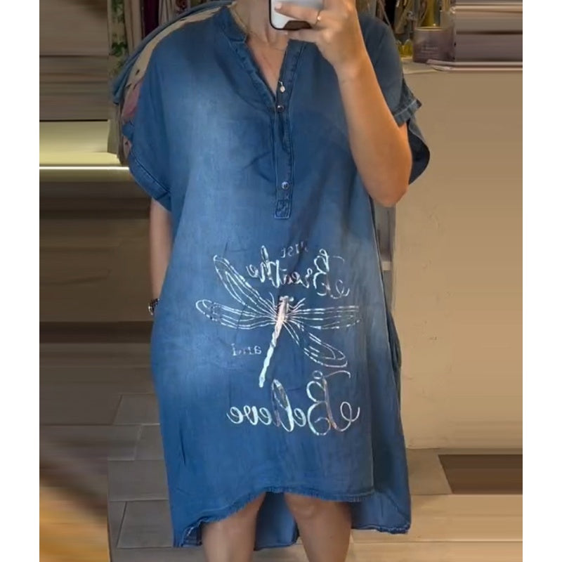 💖Ελαφρύ, casual φόρεμα με V ντεκολτέ-GR