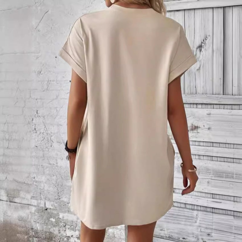 💖 Φόρεμα casual με στρογγυλή λαιμόκοψη και κεντημένες πεταλούδες-GR