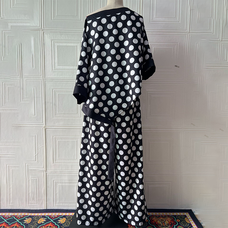 Σετ 2 τεμαχίων: oversized top και παντελόνι με φαρδύ παντελόνι για γυναίκες-GR