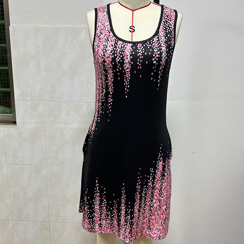 ✨Μοντέρνο, αμάνικο γυναικείο φόρεμα με στάμπα🦋-GR