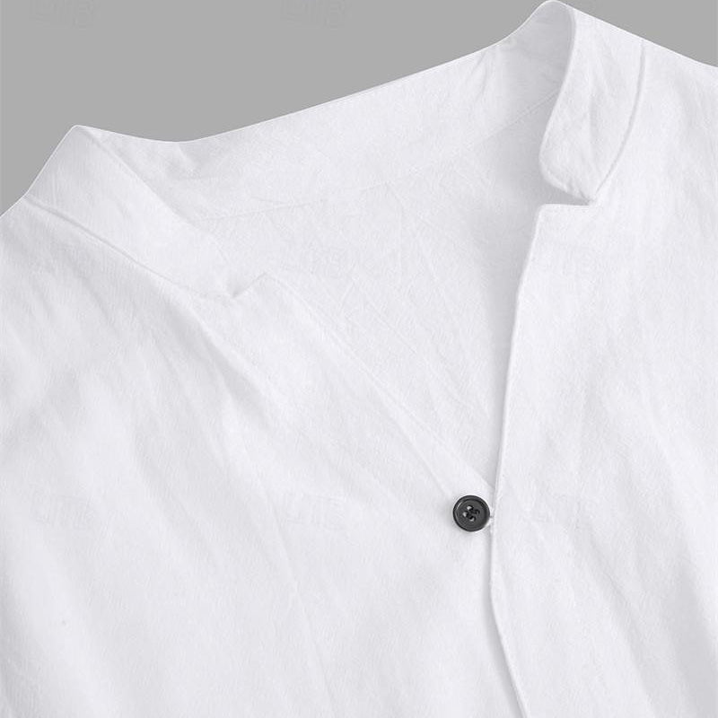 ❄️Elegantiškas dviejų dalių lininių ir medvilninių kelnių bei palaidinės komplektas vyrams-LT