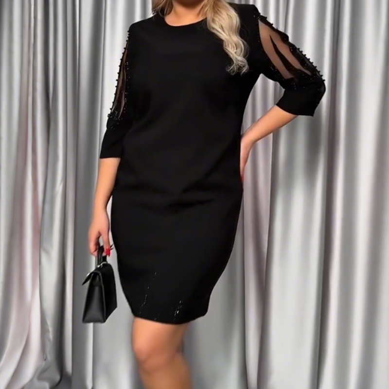 ✨Φόρεμα με μανίκια τριών τετάρτων και δαντέλα με στρας-GR