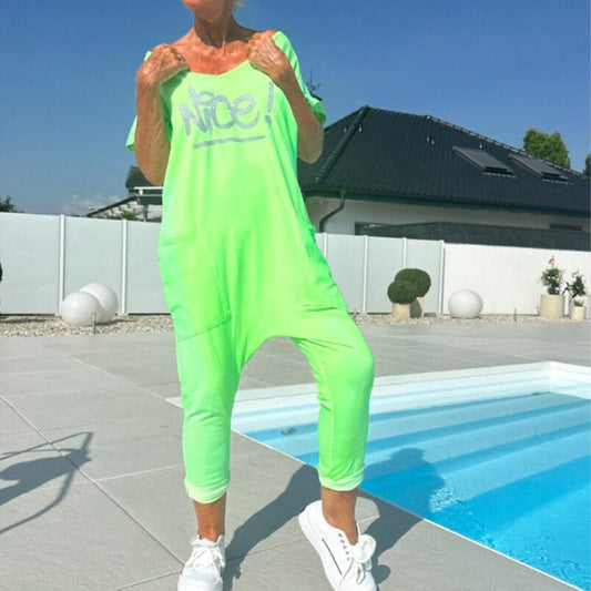 💖【S~5XL】Ženski potiskani kombinezon za večje velikosti z žepi-SI