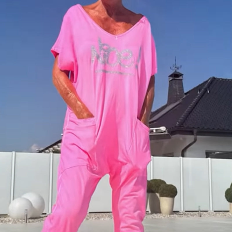 💖【S~5XL】Ženski potiskani kombinezon za večje velikosti z žepi-SI