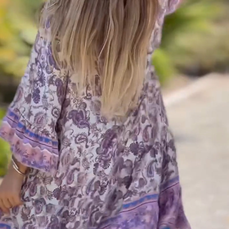 🌸 Cvetlična obleka z V-izrezom | Francoski romantičen kroj, božansko krilo, ki ga morate nositi na počitnicah/zmenkih ~-SI