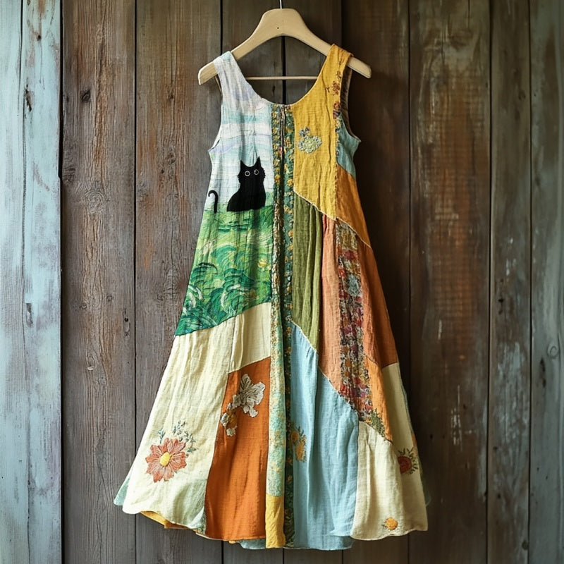 🔥 Rochie fără mâneci imprimată floral de epocă pentru femei 🍃👗-SI