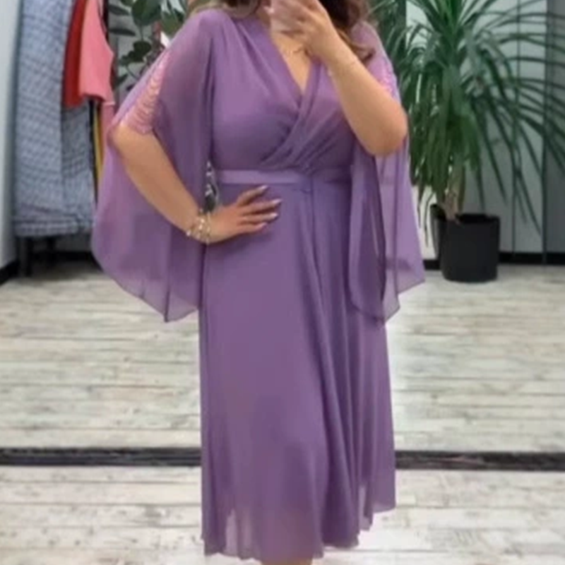 👗 Κομψό γυναικείο φόρεμα με V λαιμόκοψη-GR