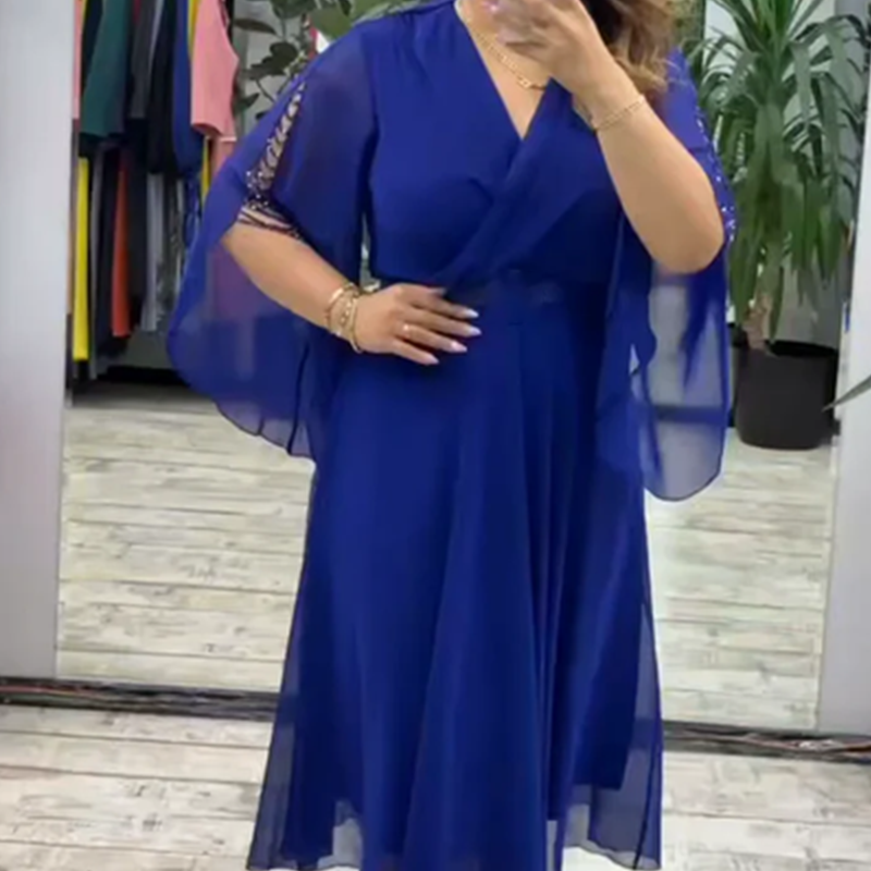 👗 Elegantna obleka z V-izrezom za ženske-SI