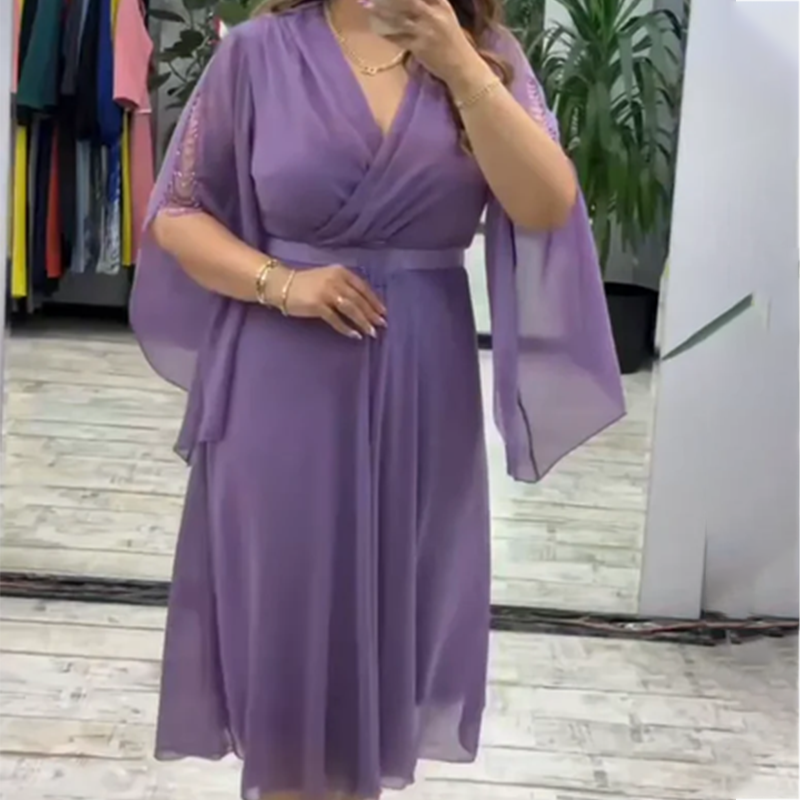 👗 Elegantna obleka z V-izrezom za ženske-SI