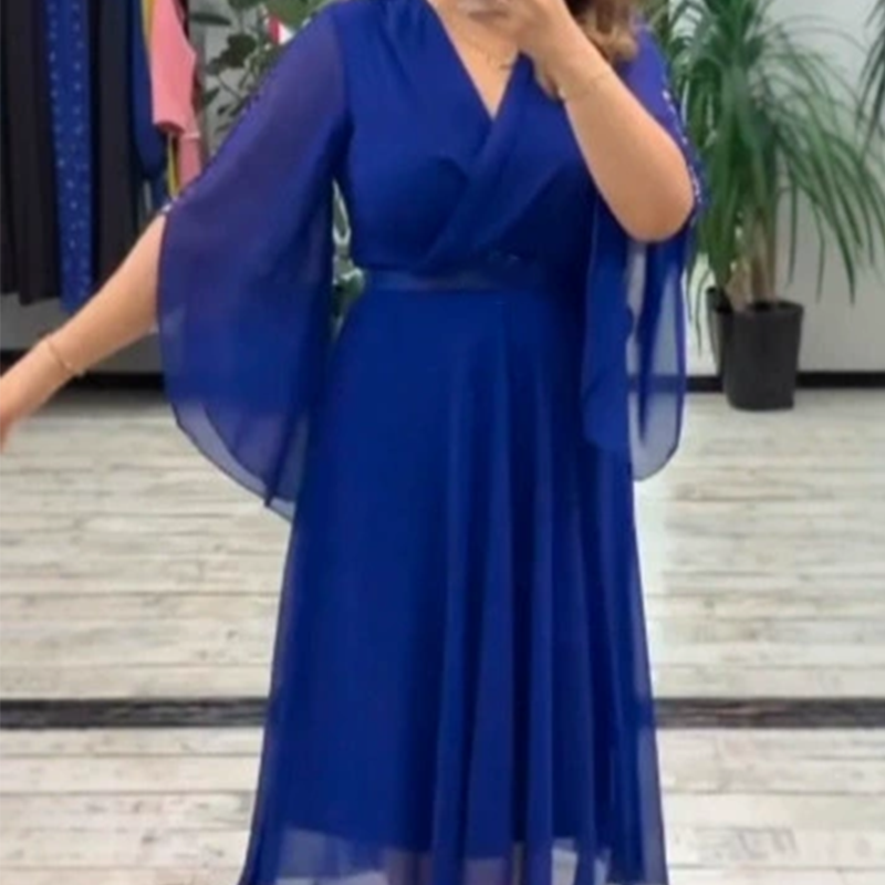 👗 Elegantna obleka z V-izrezom za ženske-SI