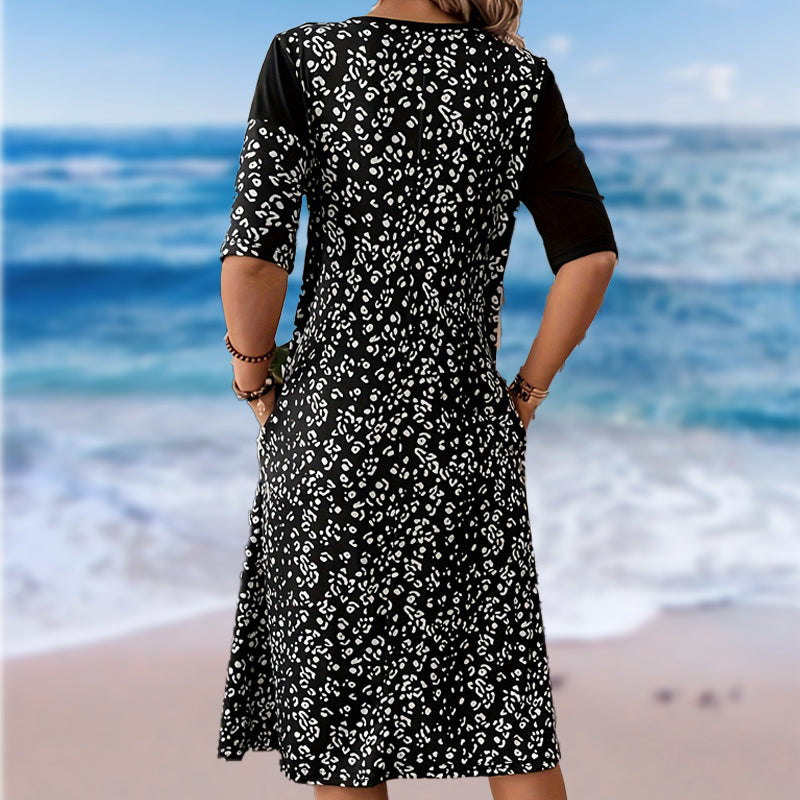 Moteriškos vintažinio stiliaus margintos medvilninės suknelės-LT