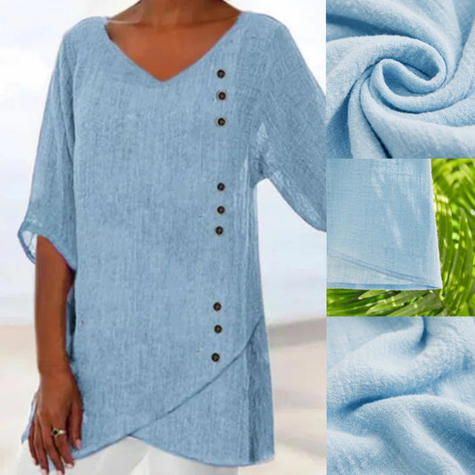 ✨Nauja moteriška romantiška, stilinga laisva palaidinė V formos iškirpte-LT