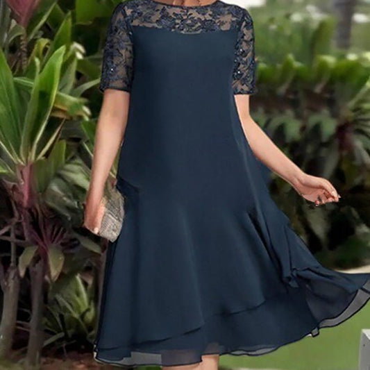 💖 [S-3XL] 👗✨️ Moteriška daugiasluoksnė tinklinė A formos midi suknelė-LT