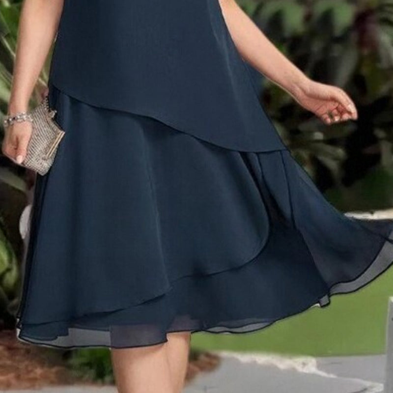 💖 [S-3XL] 👗✨️ Ženska večplastna mrežasta midi obleka A-kroja-SI