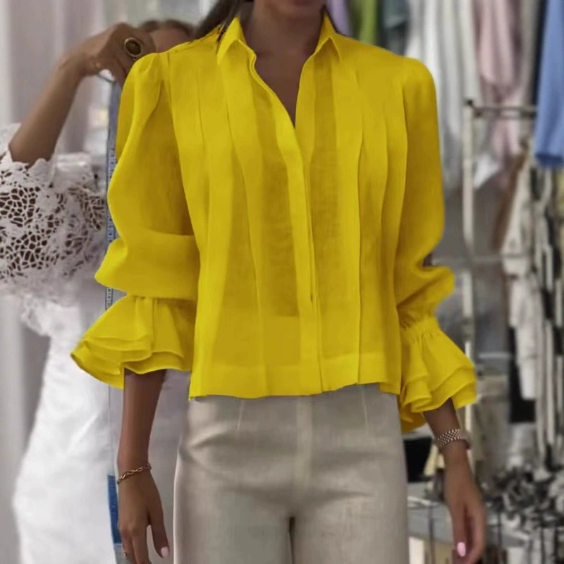 【S-3XL】✨🌼Elegantna srajca z volančki in plisiranim vzorcem-SI