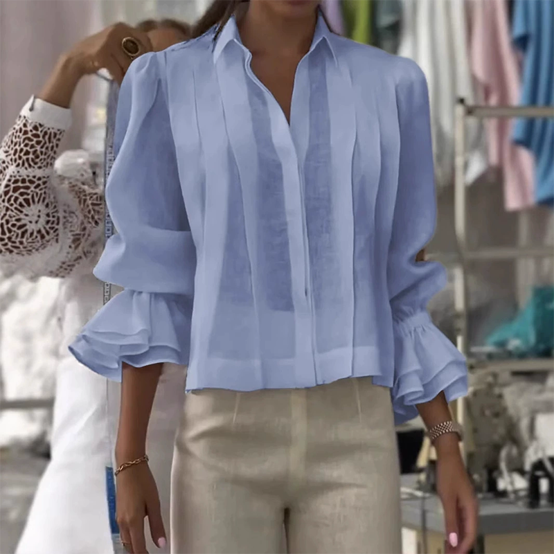 【S-3XL】✨🌼Elegantna srajca z volančki in plisiranim vzorcem-SI