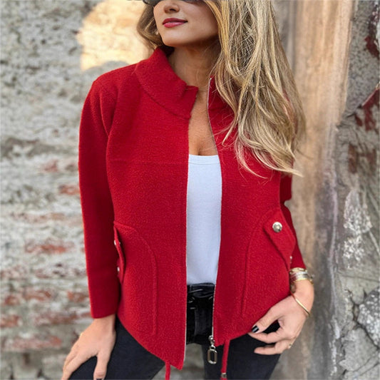 🧥 Sproščena jakna z visokim ovratnikom in zadrgo-SI