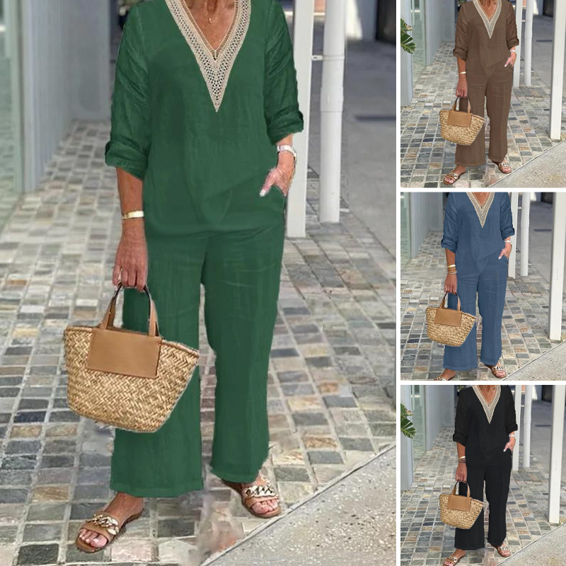 【S-3XL】✨Ženski top z V-izrezom in širokimi nogavicami-SI