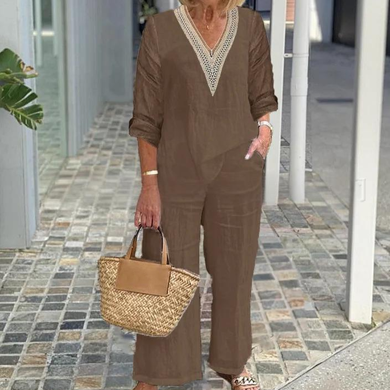 【S-3XL】✨Ženski top z V-izrezom in širokimi nogavicami-SI