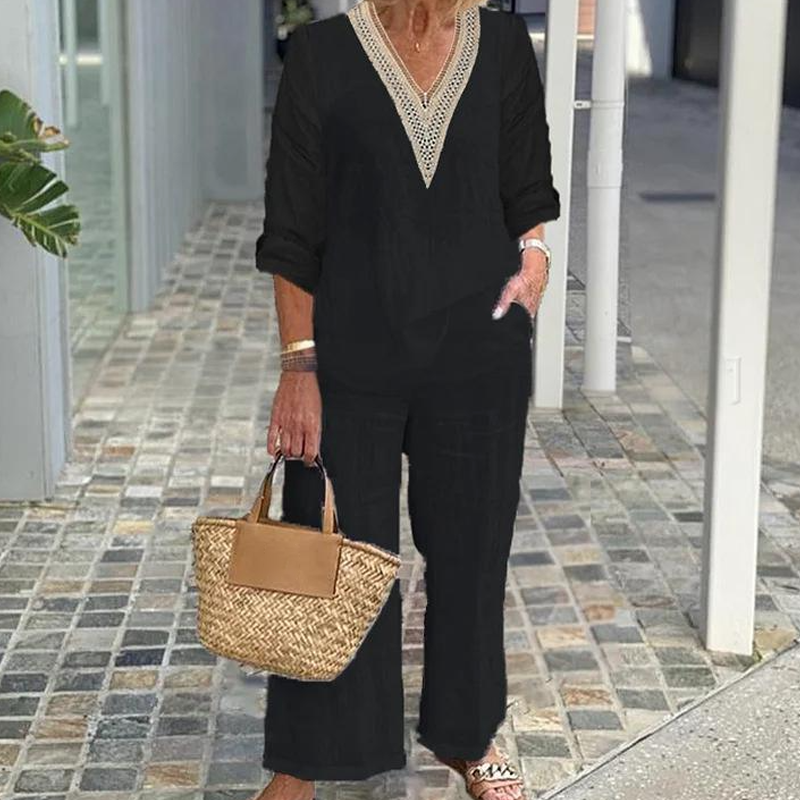 【S-3XL】✨Ženski top z V-izrezom in širokimi nogavicami-SI