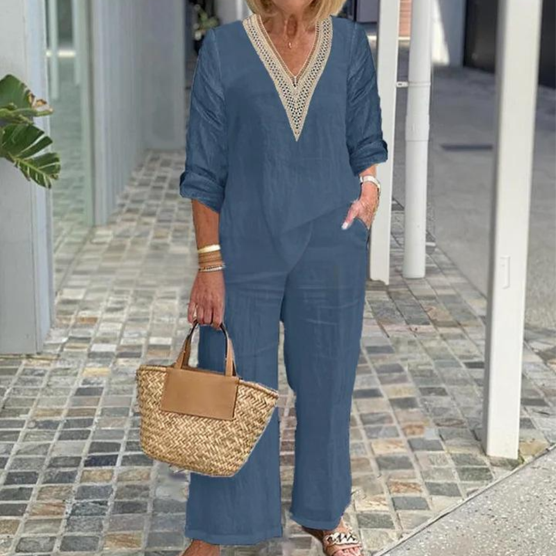 【S-3XL】✨Ženski top z V-izrezom in širokimi nogavicami-SI