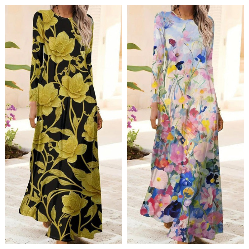 Ženska obleka z dolgimi rokavi in 3D-tiskanjem - SI