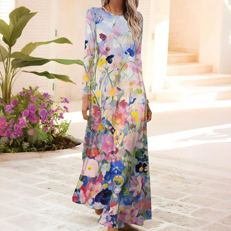 Ženska obleka z dolgimi rokavi in 3D-tiskanjem - SI