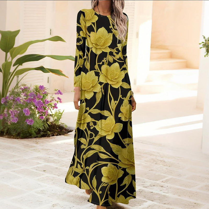 Ženska obleka z dolgimi rokavi in 3D-tiskanjem - SI