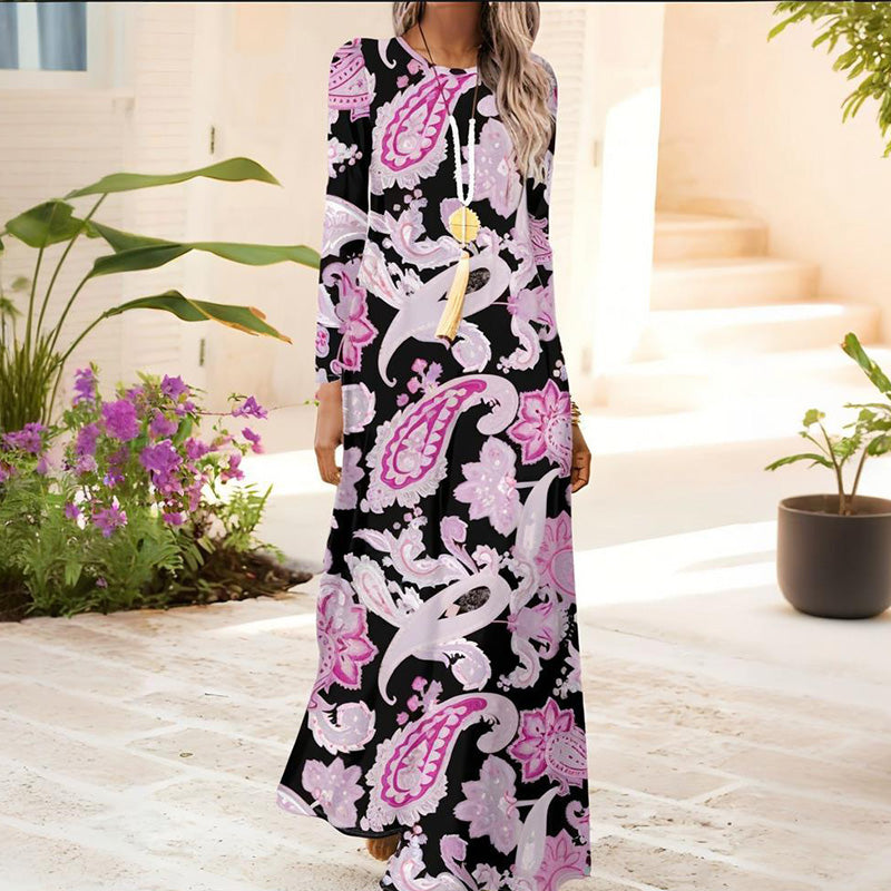 Ženska obleka z dolgimi rokavi in 3D-tiskanjem - SI