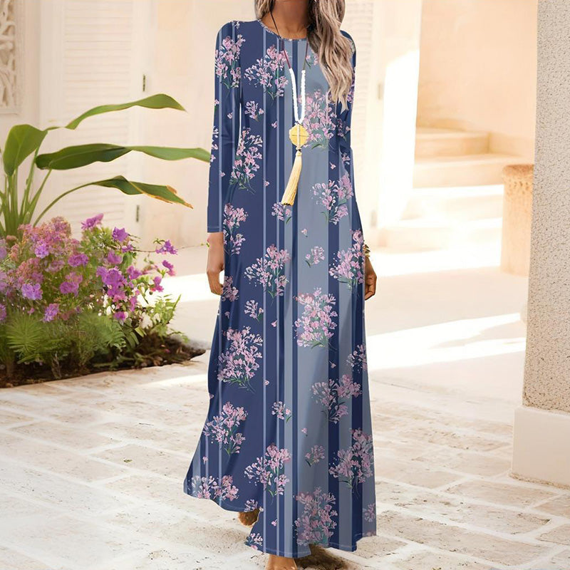 Ženska obleka z dolgimi rokavi in 3D-tiskanjem - SI