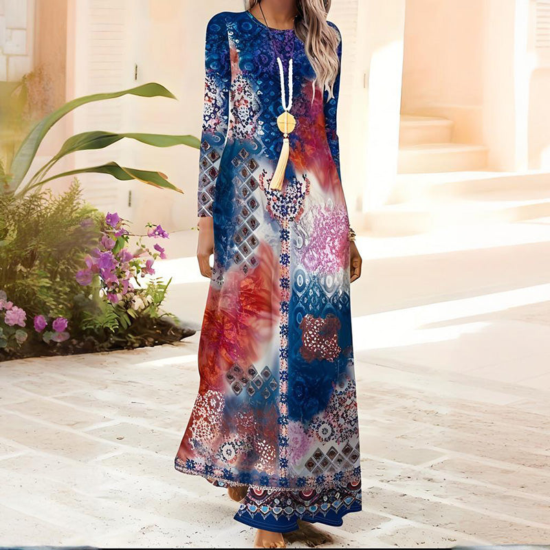 Ženska obleka z dolgimi rokavi in 3D-tiskanjem - SI