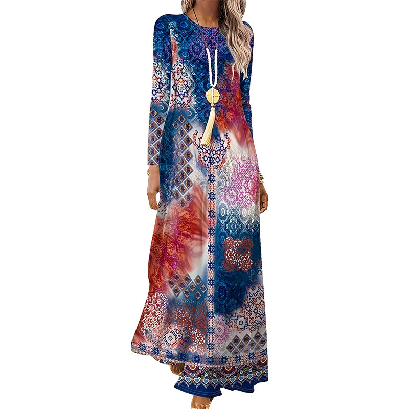 Ženska obleka z dolgimi rokavi in 3D-tiskanjem - SI