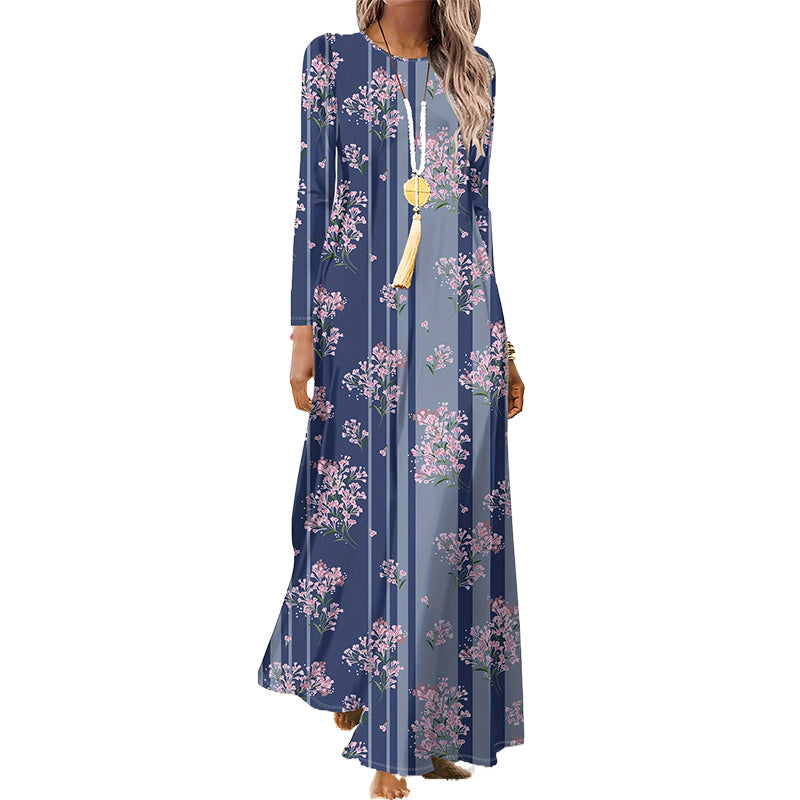 Ženska obleka z dolgimi rokavi in 3D-tiskanjem - SI